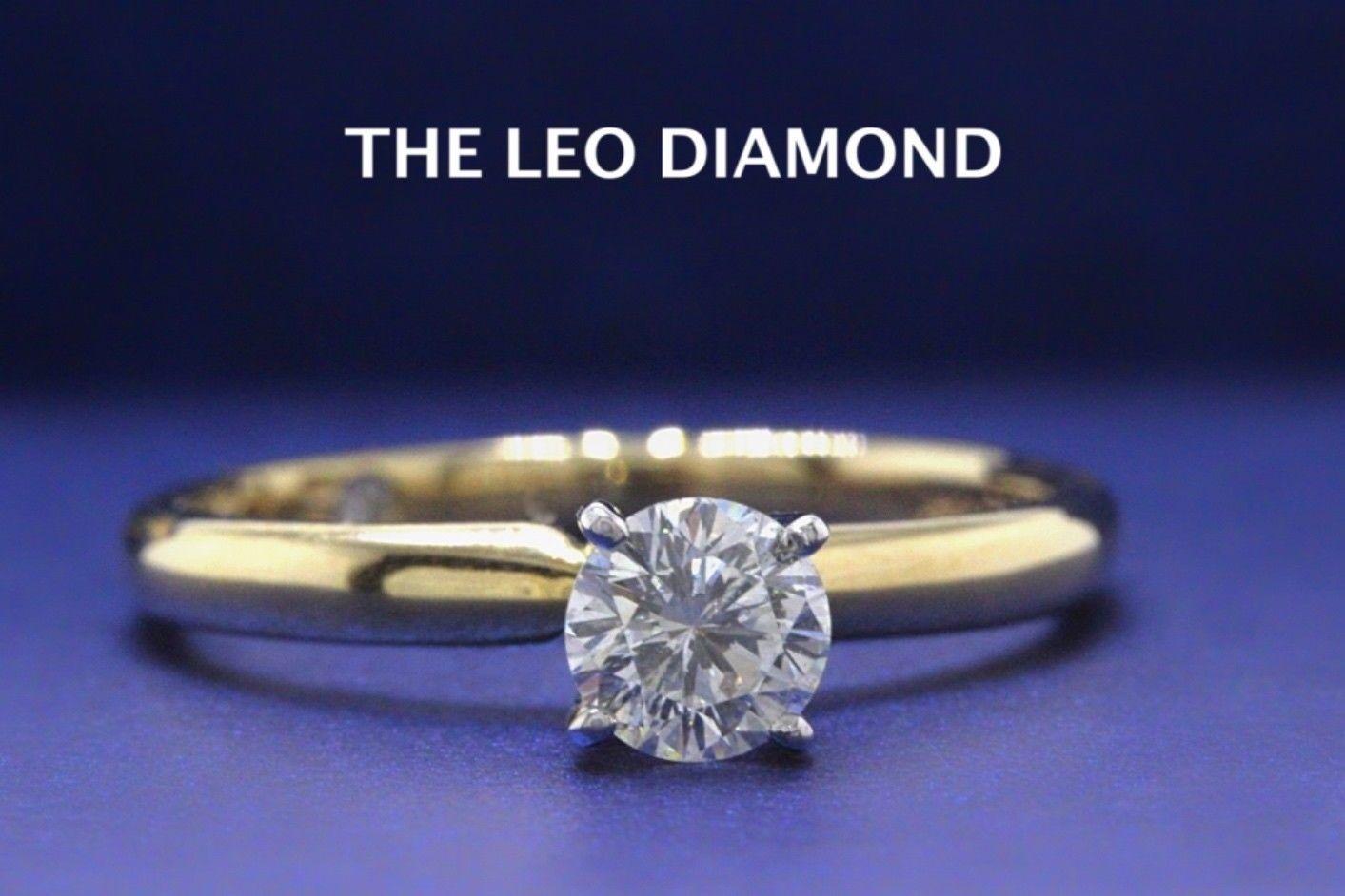 THE LEO DIAMOND SOLITAIRE ENGAGEMENT RING
Style:  4 - Prong Solitaire
Serial Number:  LEO251462
Certificate:  GSI # 348950005
Metal: 14K Yellow Gold
Size:  6.75 - Sizable
Total Carat Weight:  0.45 CTS
Diamond Shape:  Leo Round
Diamond Color &