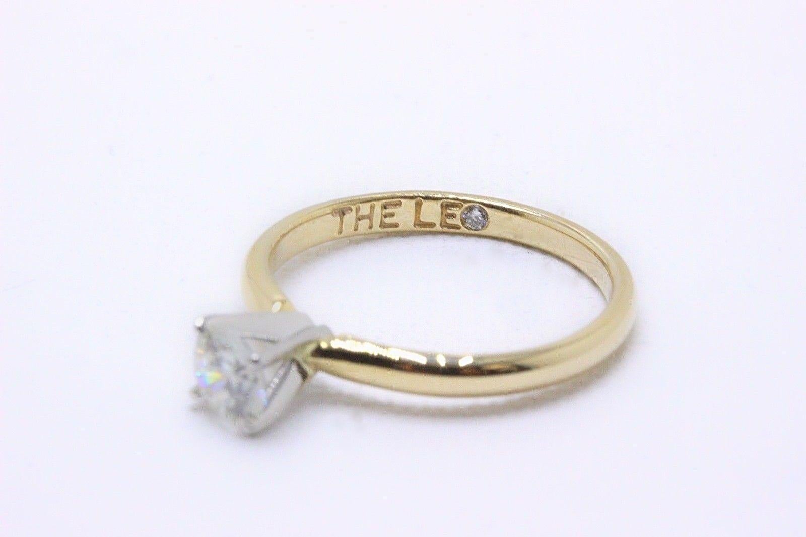Leo Bague solitaire en or jaune 14 carats avec diamants ronds de 0,45 carat I SI2 Pour femmes en vente