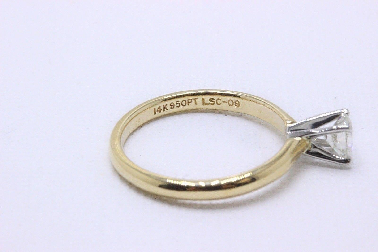 Round Cut Leo Round Diamond Solitaire Ring 0.45 Carat I SI2 14 Karat Yellow Gold For Sale