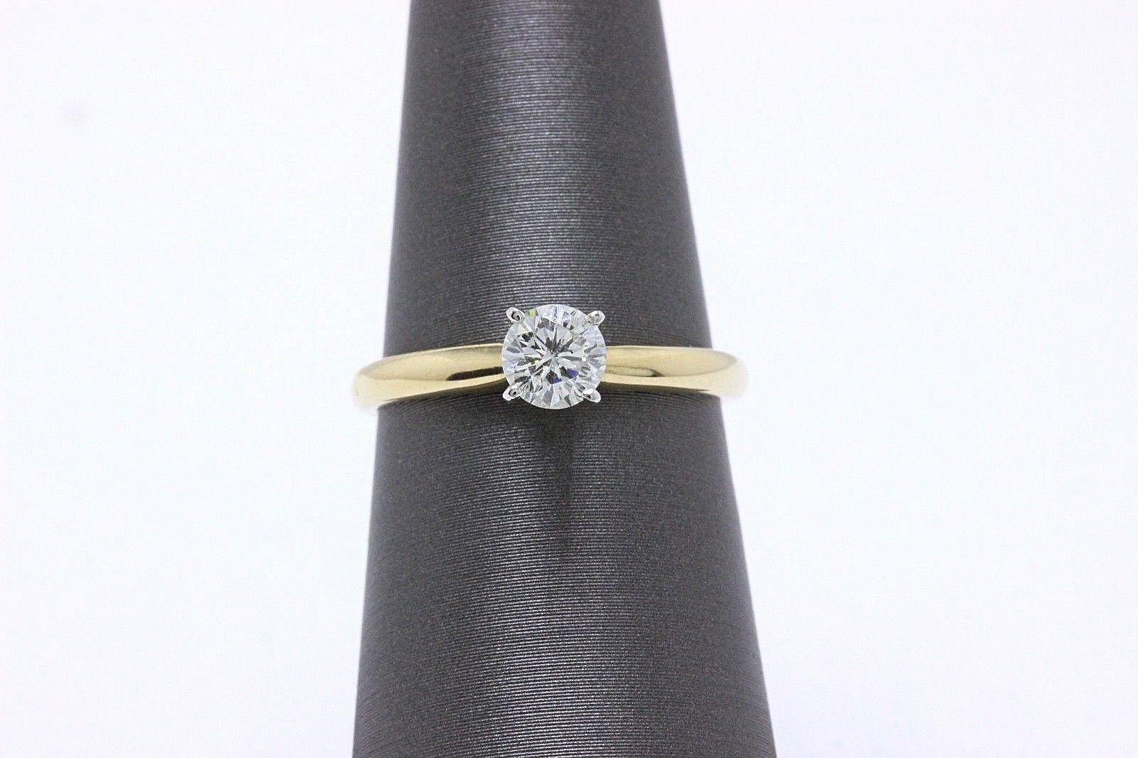 Runder Diamant Solitär Ring 0,45 Karat I SI2 14 Karat Gelbgold im Angebot 3