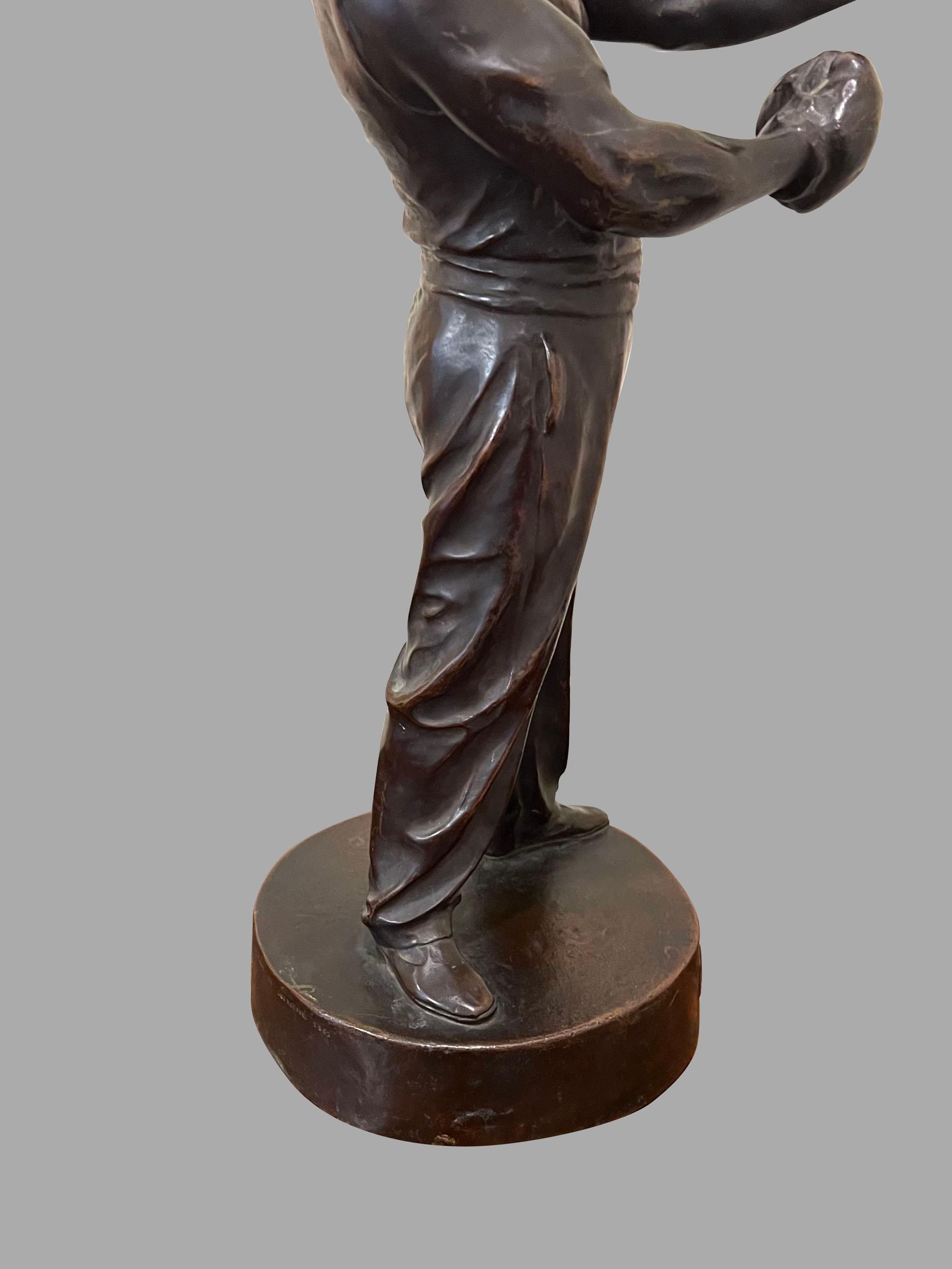 Leo Roussel (French 1868-1943) Bronze Figure of a Boxer Titled 