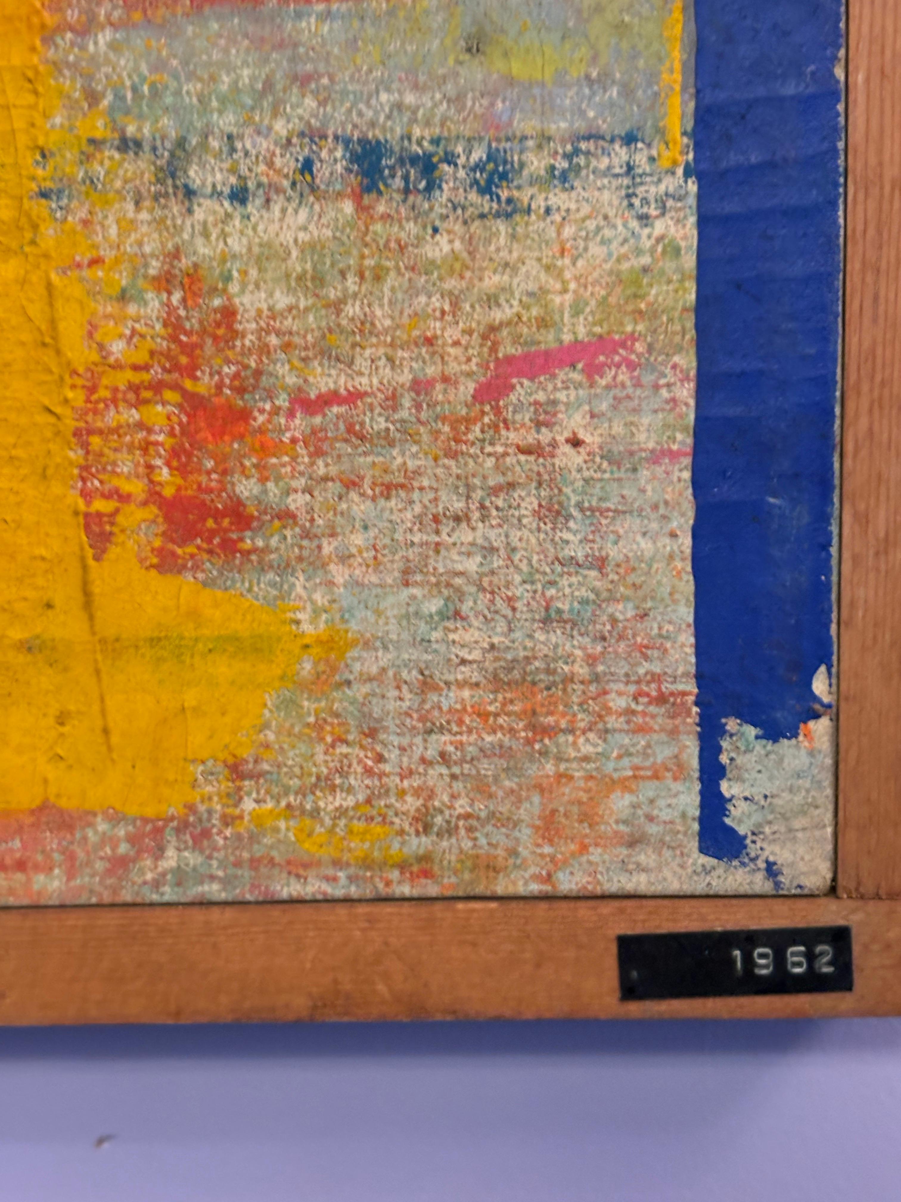 Leo Russell Pintura abstracta sobre lienzo 1962 Estadounidense en venta