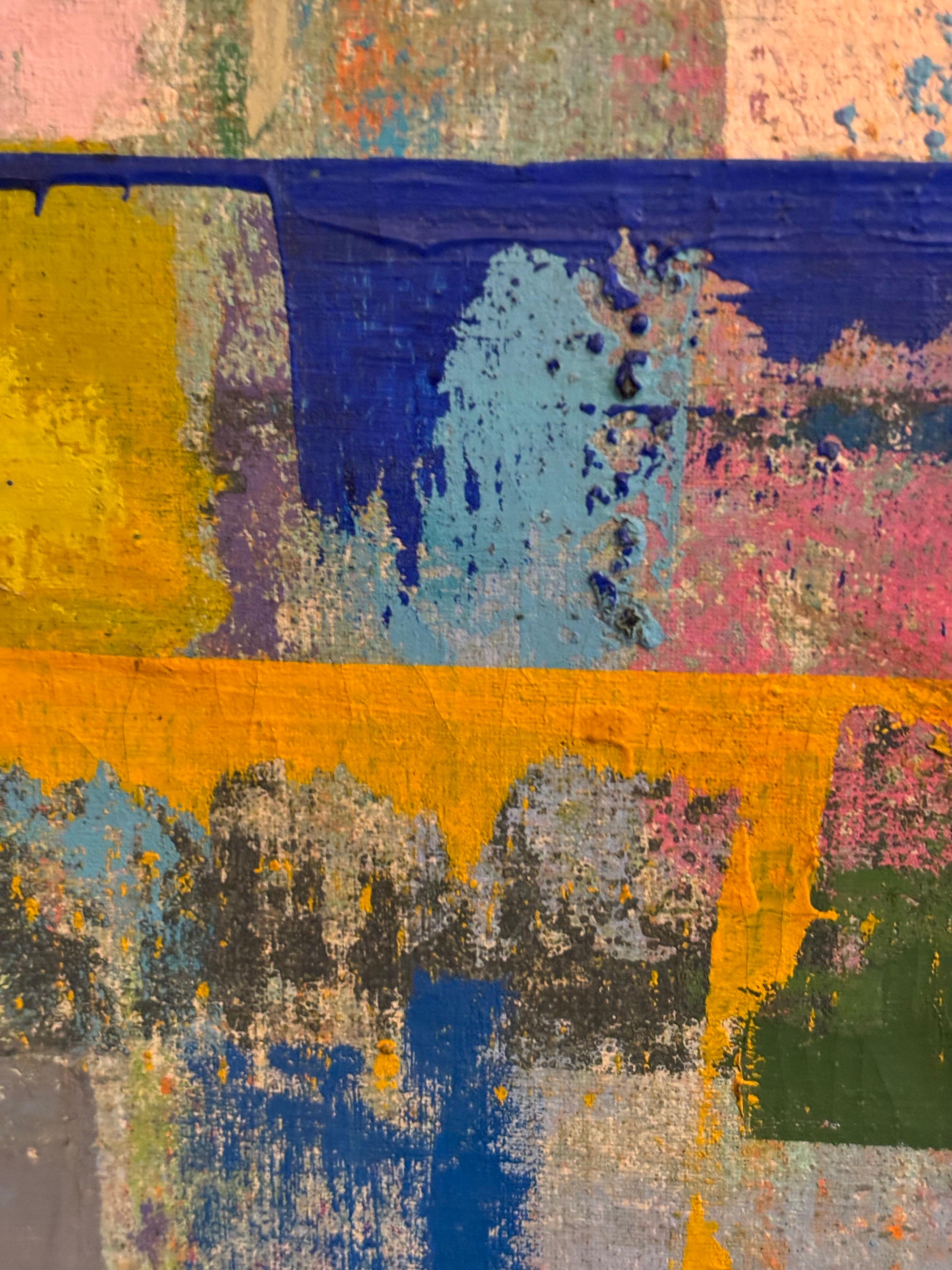 Leo Russell Pintura abstracta sobre lienzo 1962 mediados del siglo XX en venta