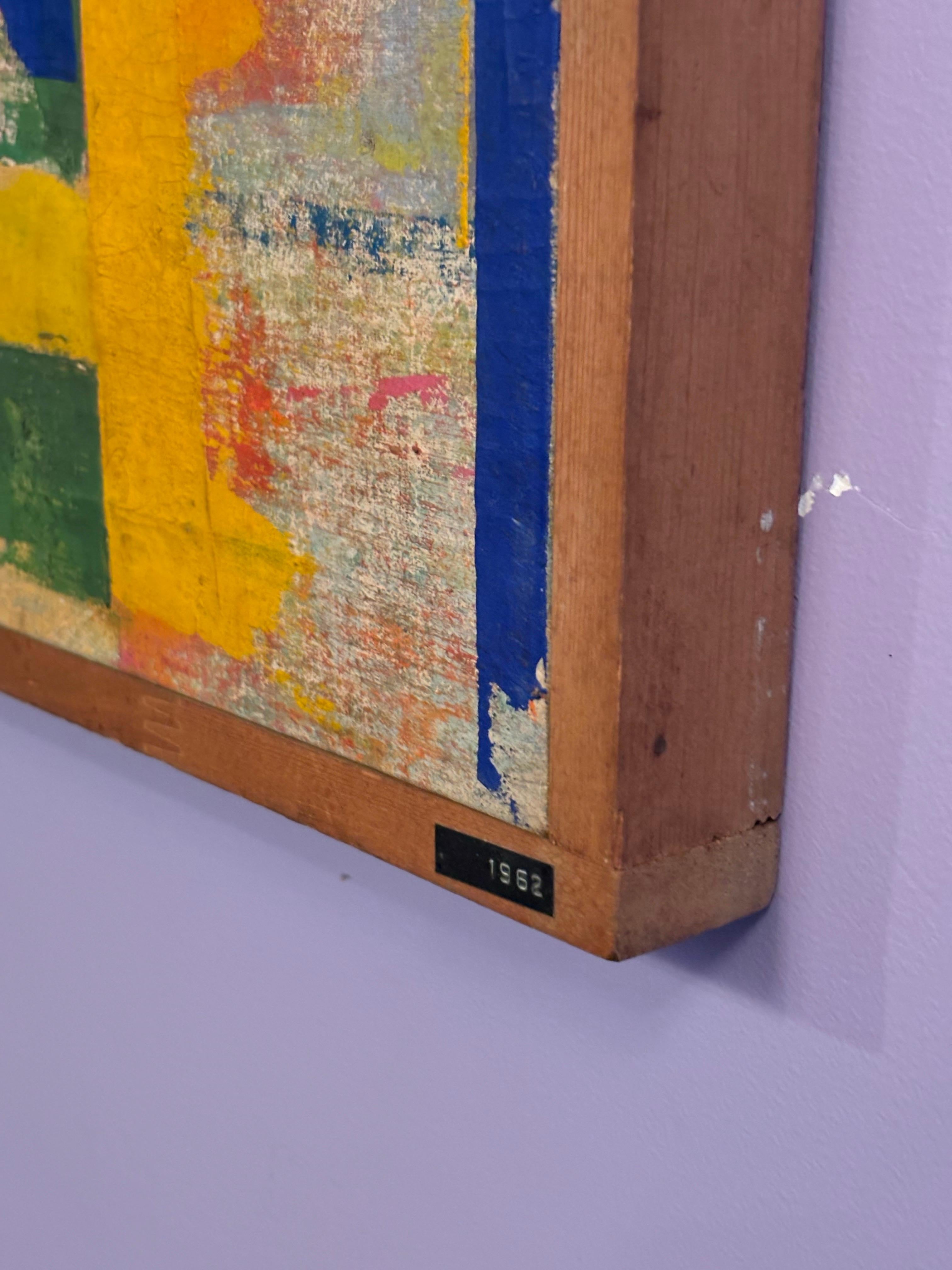 Leo Russell Pintura abstracta sobre lienzo 1962 en venta 1