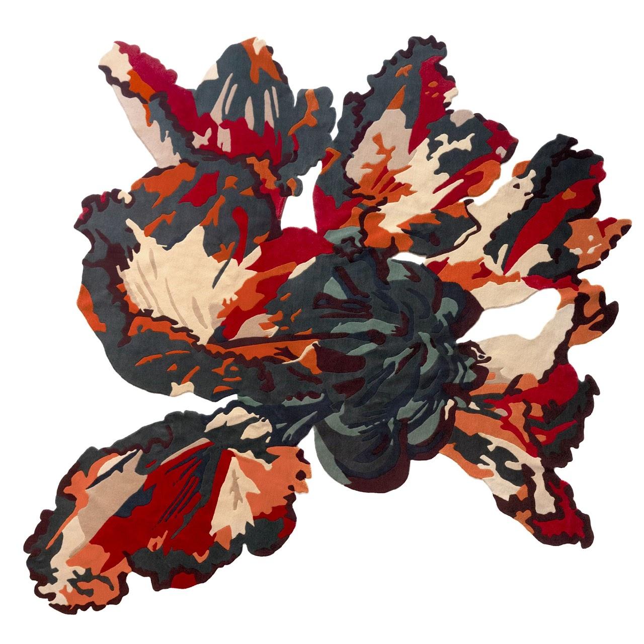 Handmade Corolla Series Rug in Tibetan Wool, Leo Rydell 2024 - Abstract Mixed Media Art by Leo Rydell Jost