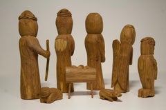 Nativity Scene By Leo Salazar Hand Carved Cedar Wood 1960s