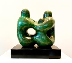 Leo Schimanszky "Closeness", patinated bronze sculpture on black marble base