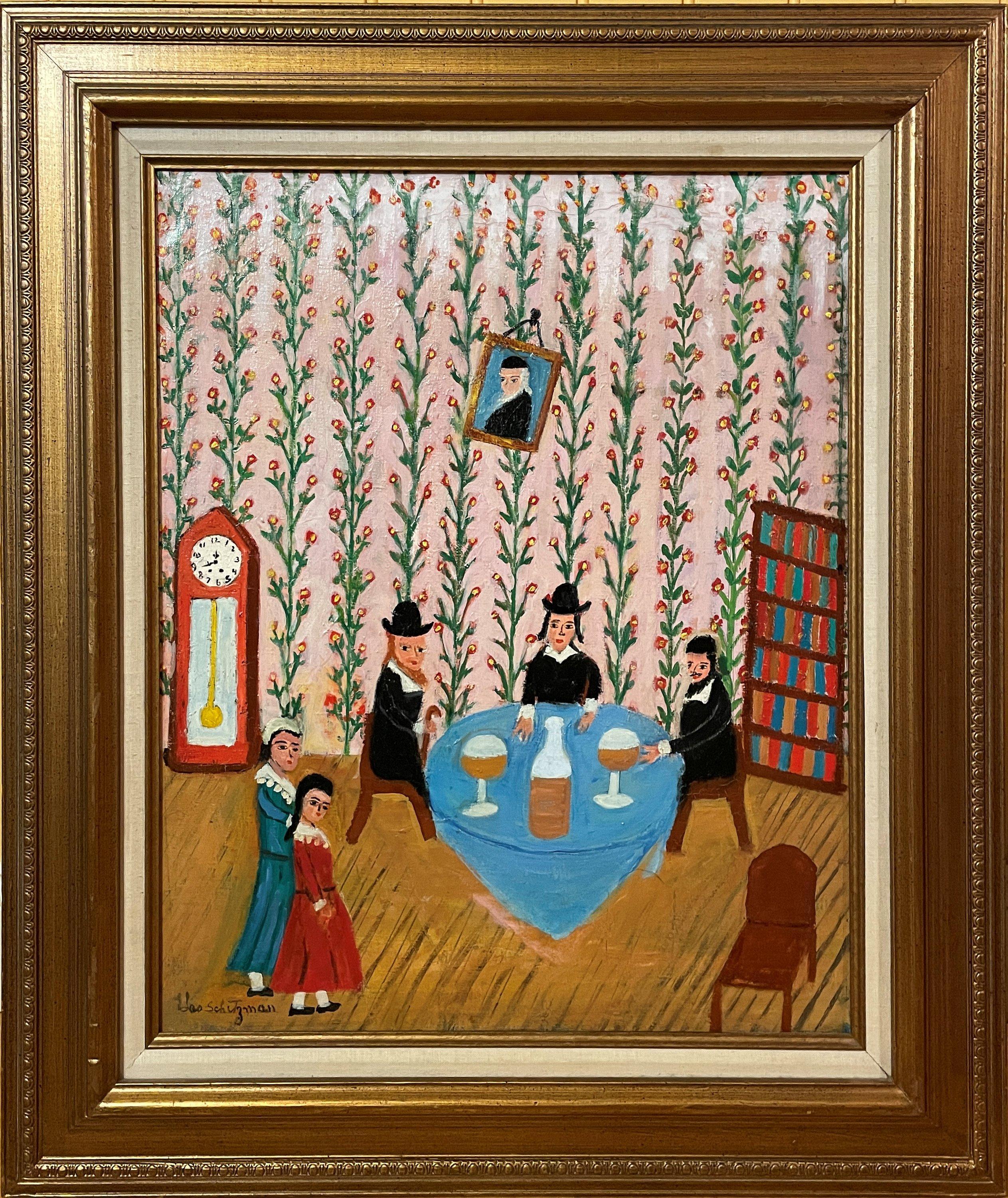Leo Schutzman, Jüdische Volkskunst, „Die Hochzeitsproposal (Gemälde des Paares),“ im Angebot 1