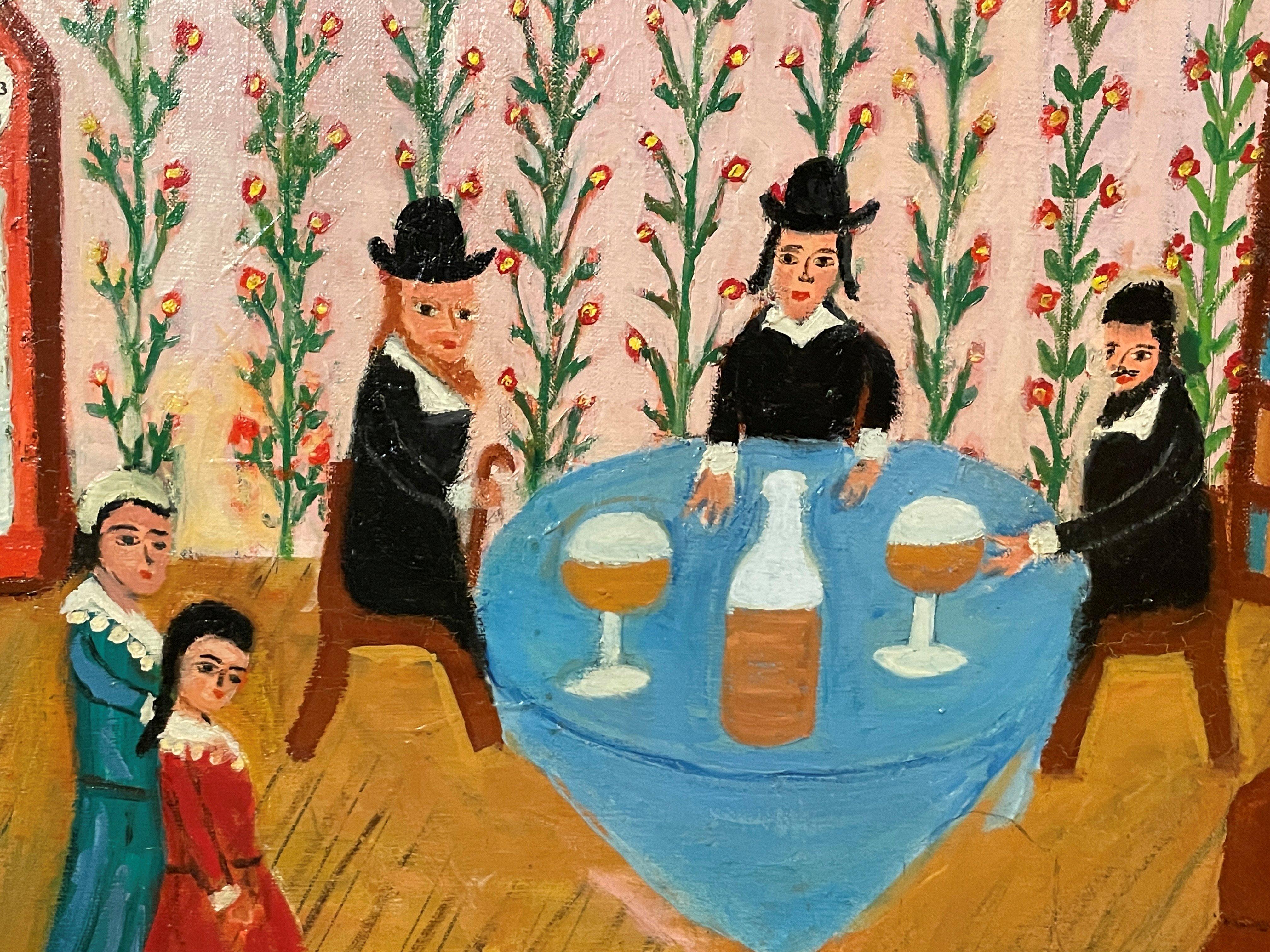 Leo Schutzman, Jüdische Volkskunst, „Die Hochzeitsproposal (Gemälde des Paares),“ im Angebot 4