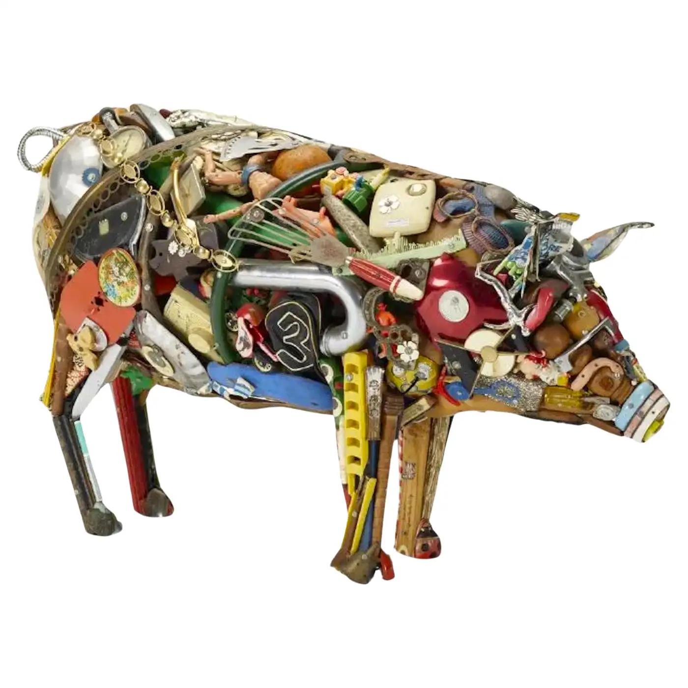 Pig - Folk Art Mixed Media Art by Leo Sewell