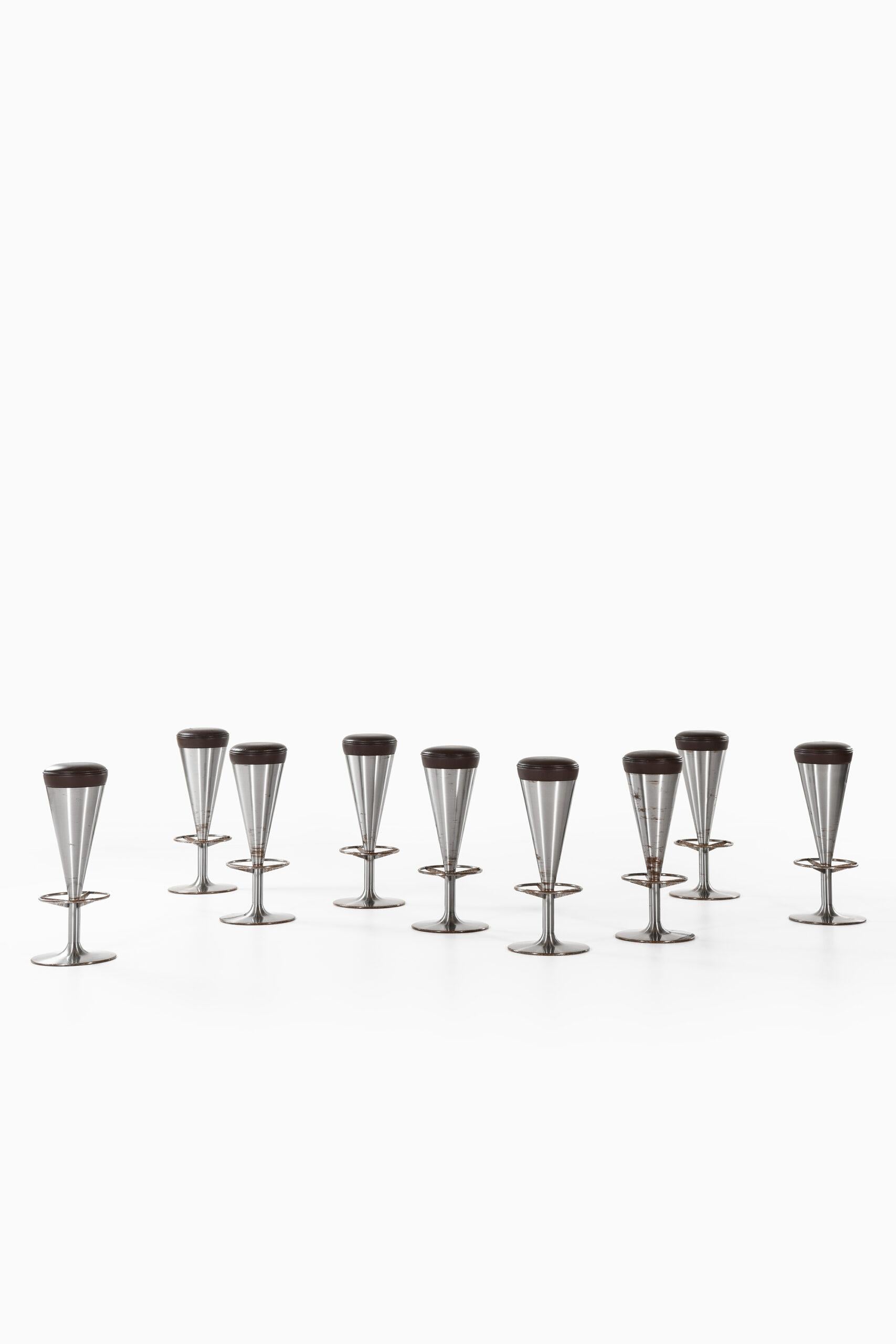 Rare set of 9 bar stools designed by Leo Thafvelin. Produced by Johanson Design in Markaryd, Sweden.