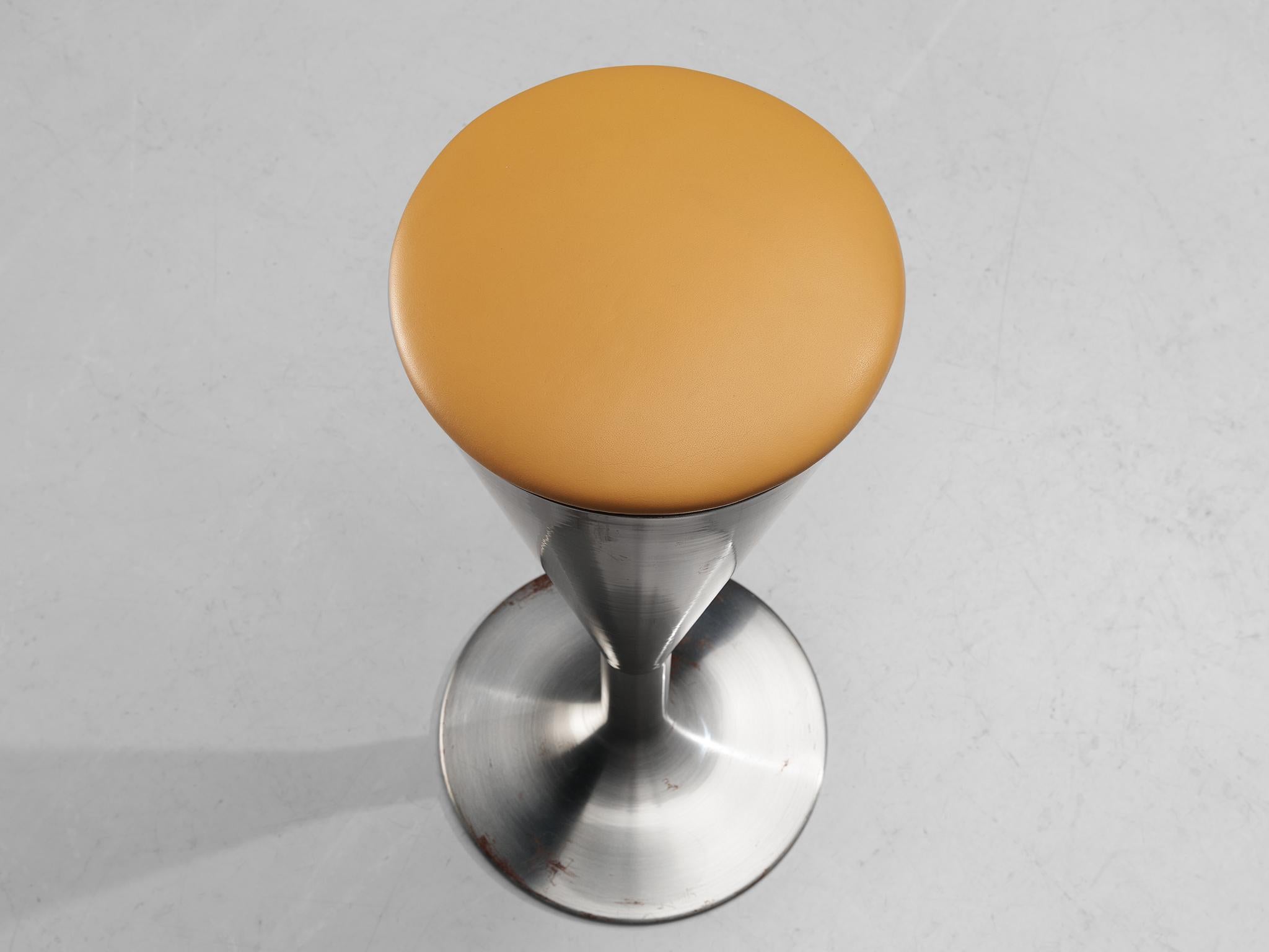 Leo Thafvelin for Johanson Design Set of Bar Stools in Steel and Camel Leather In Good Condition In Waalwijk, NL