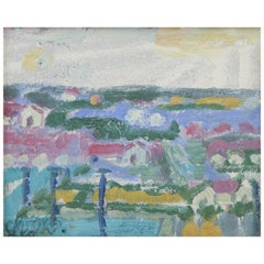 Leo Thellefsen, dänischer Maler. Öl auf Karton. Ländliche Landschaft. Datiert 1989