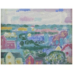 Leo Thellefsen, dänischer Maler. Öl auf Karton. Ländliche Landschaft. Titel 'Prelude' (Vorspiel)