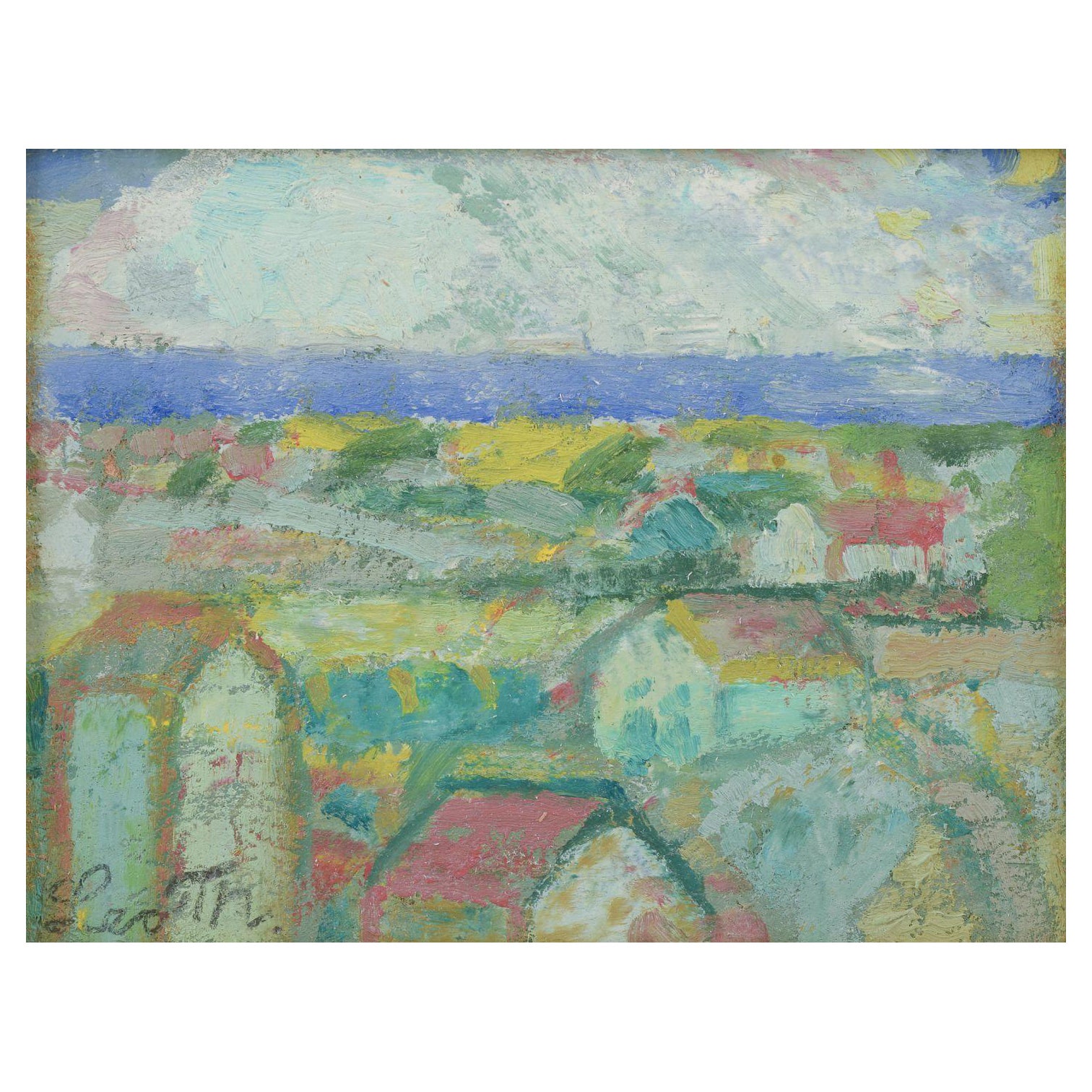 Leo Thellefsen, dänischer Maler. Öl auf Karton. Titel: ³eNebeliges Wetter im Januar³c
