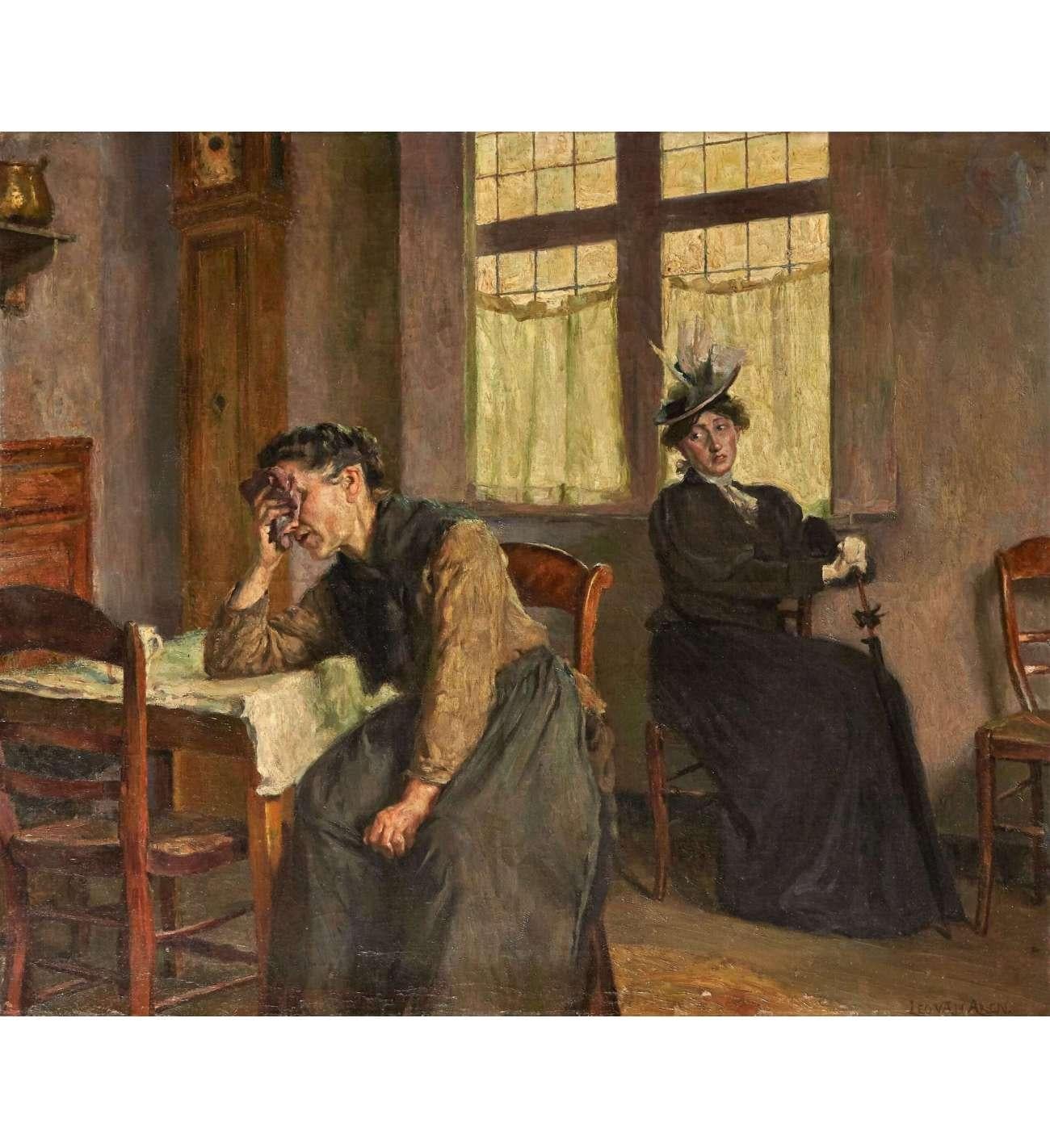 Van Aken Leo (1857-1904)+Original, huile sur toile, Mater Dolorosa - Painting de Leo Van Aken