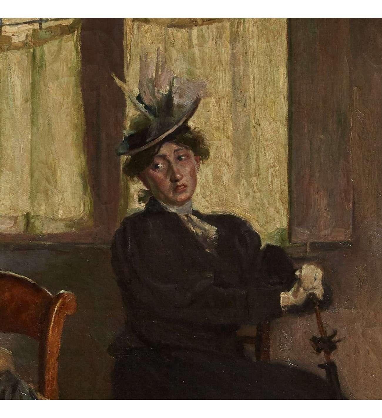 Van Aken Leo (1857-1904)+Original, huile sur toile, Mater Dolorosa - Marron Figurative Painting par Leo Van Aken