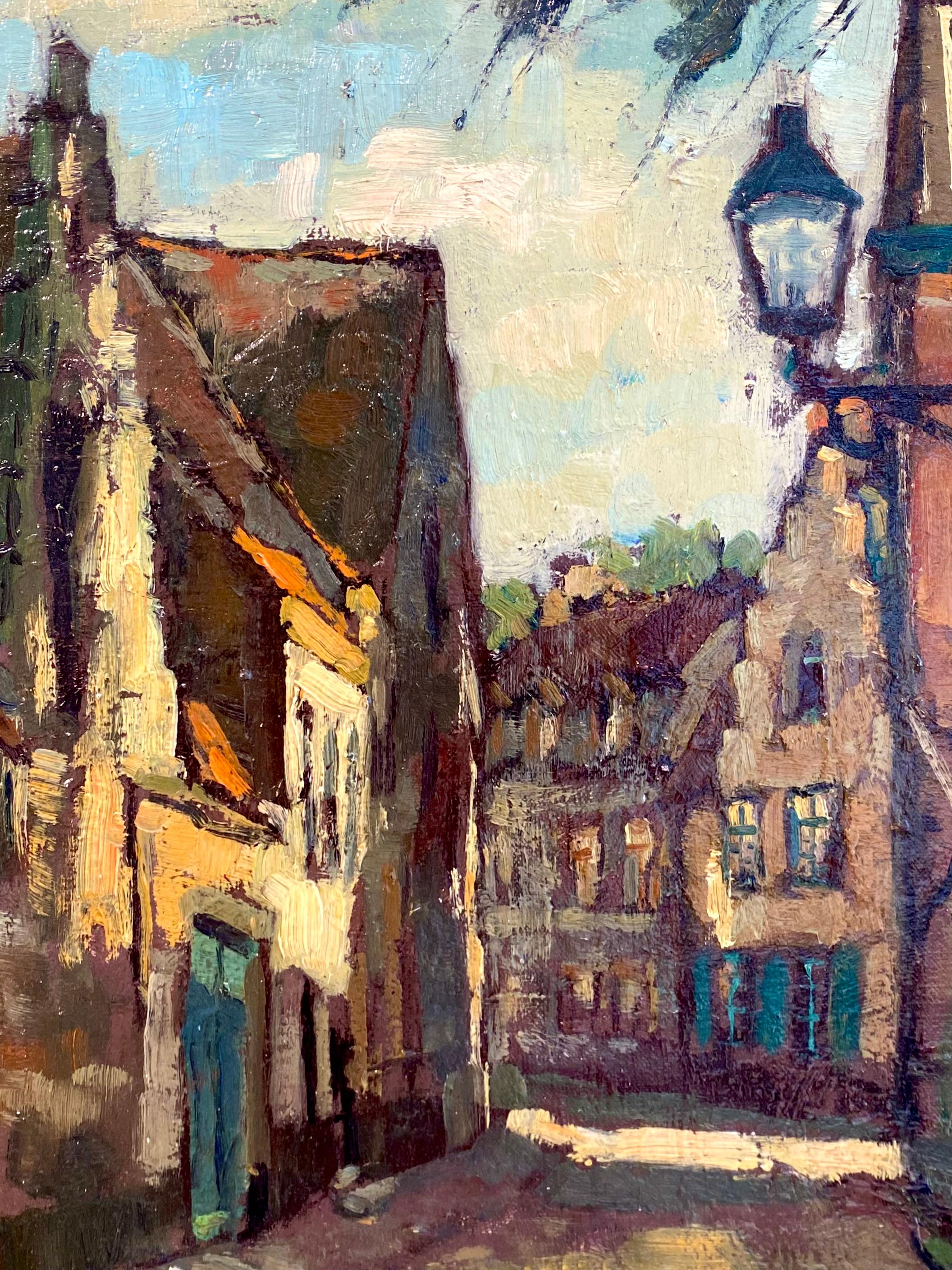 Vue de Bruges - Quartier Sint Anna' par Leo van der Smissen ( 1900 - 1966 ) en vente 9