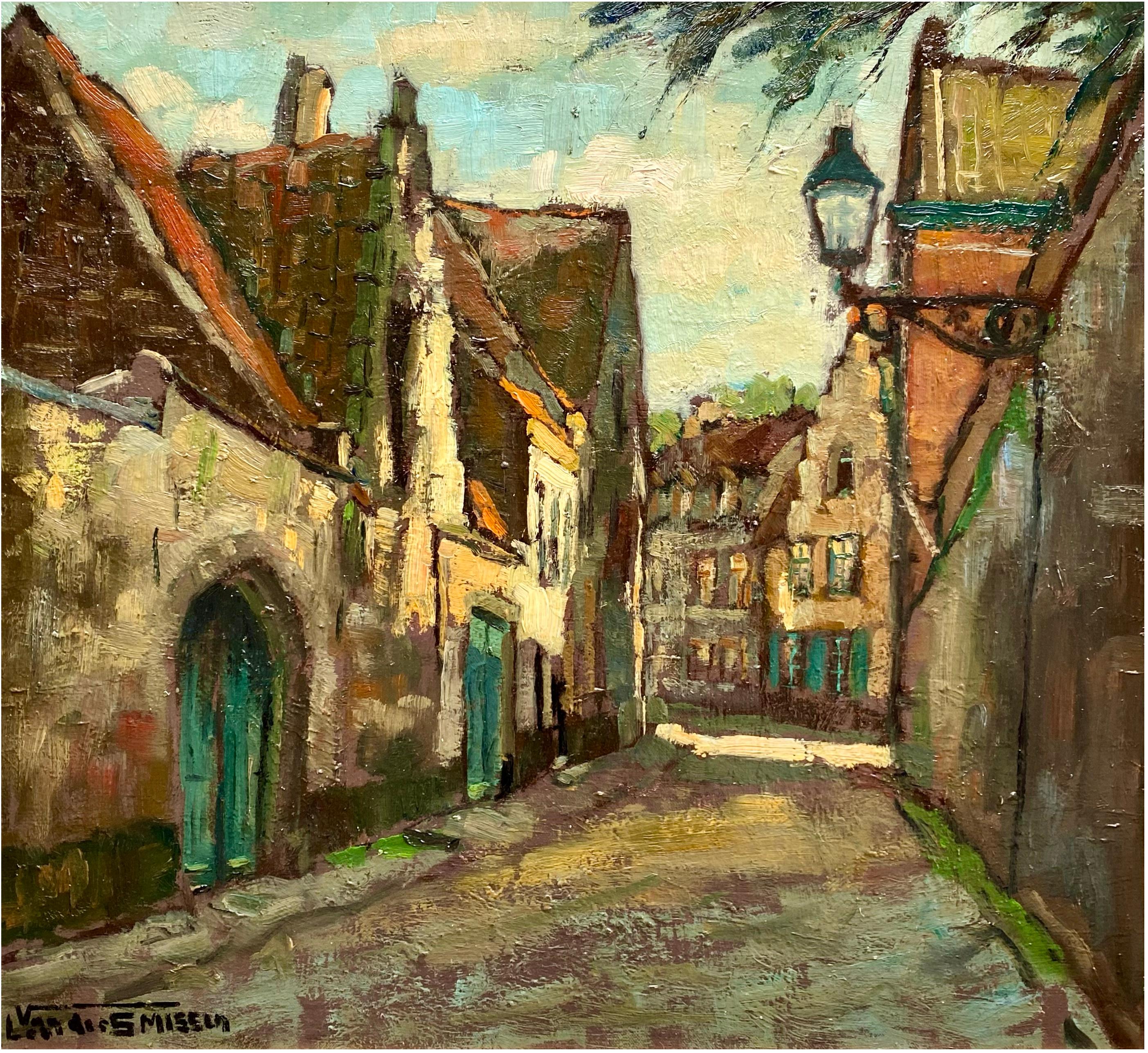 Vue de Bruges - Quartier Sint Anna' par Leo van der Smissen ( 1900 - 1966 ) en vente 1