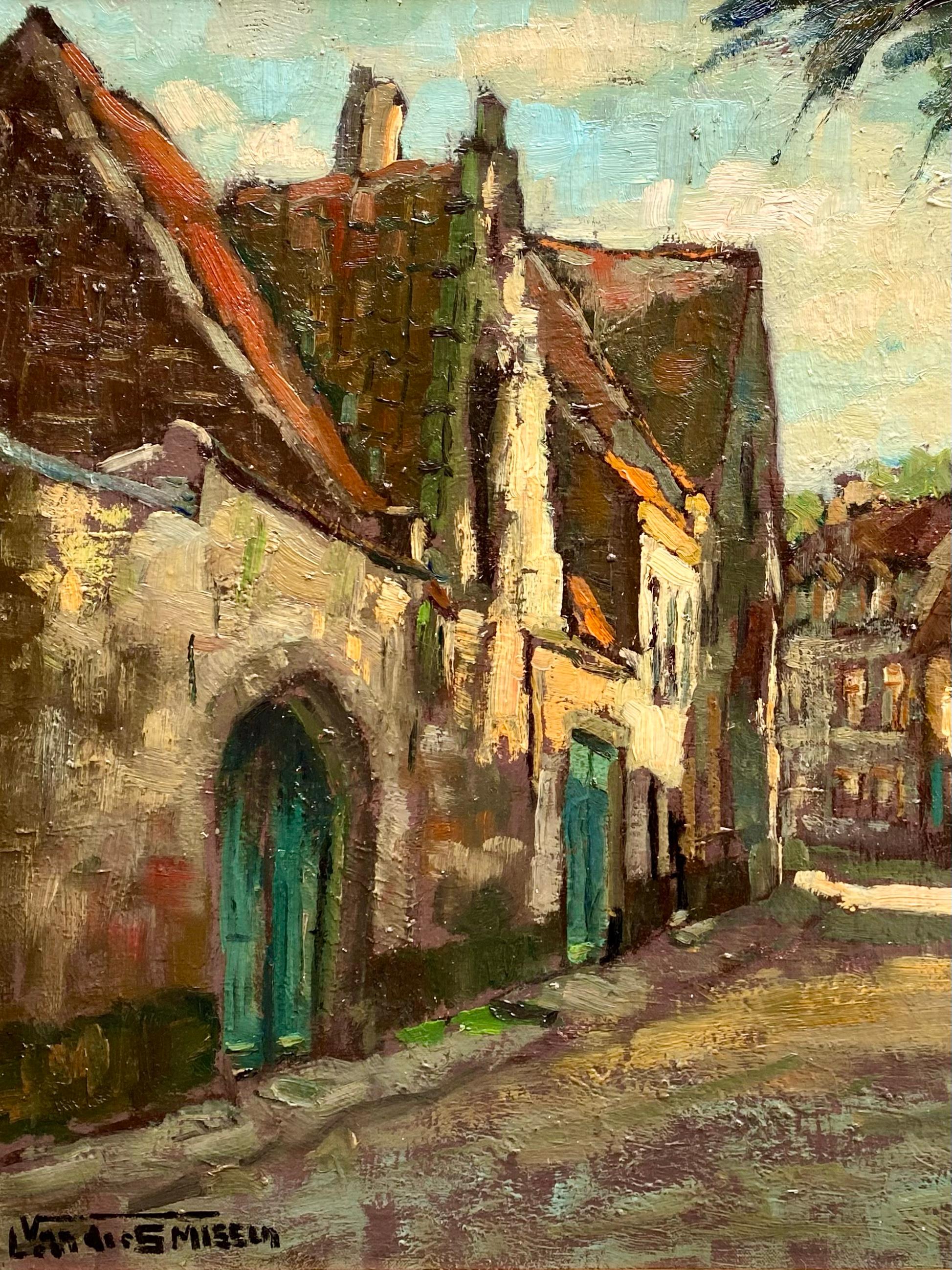 Vue de Bruges - Quartier Sint Anna' par Leo van der Smissen ( 1900 - 1966 ) en vente 2