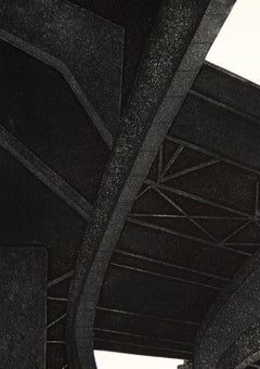 "El Paso" Rare Contemporary Architectural Urban Landscape Etching on Paper
