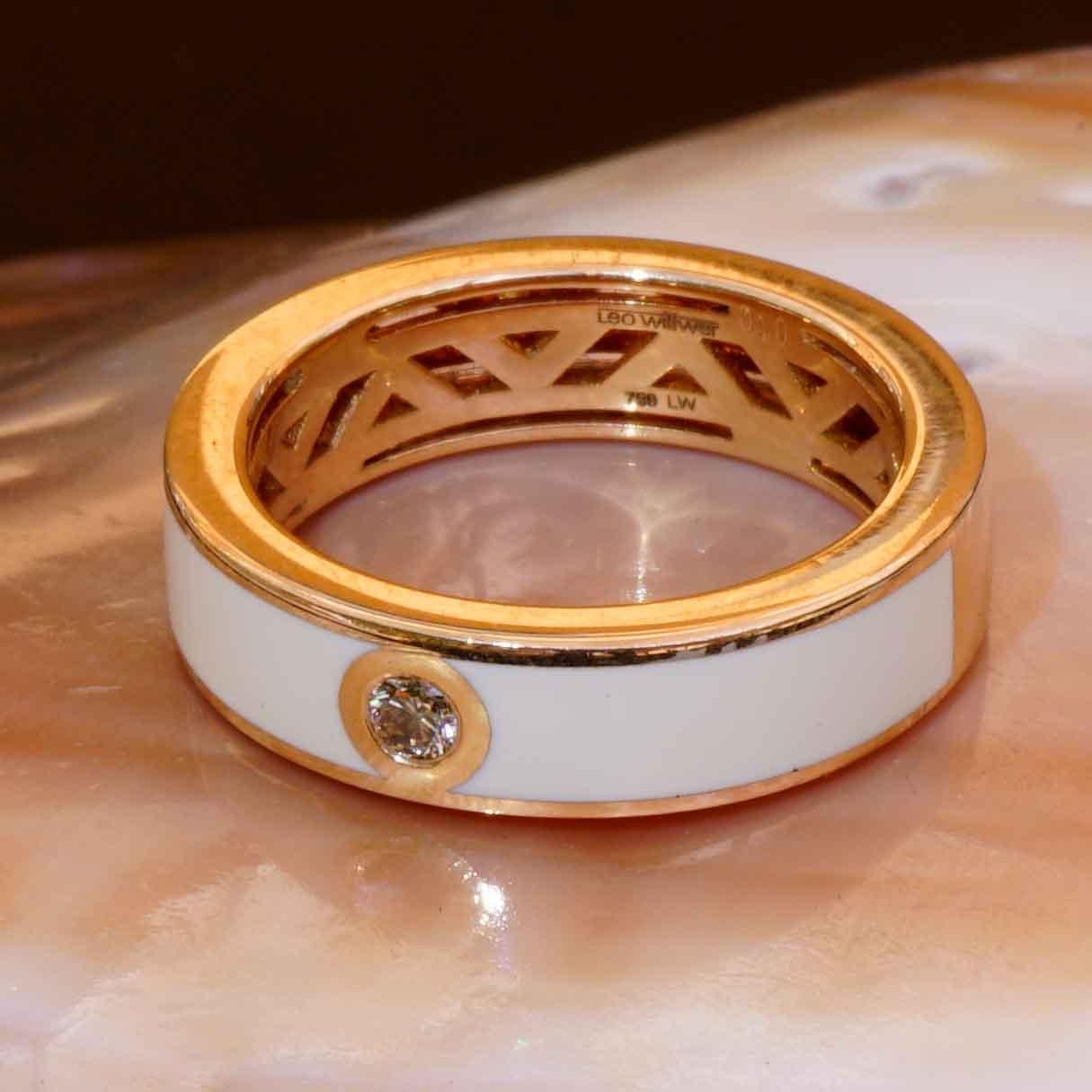 Leo Wittwer Anello con smalto 750 in oro rosa 0,10 ct 10 grammi di smalto a freddo UNISEX in vendita 5