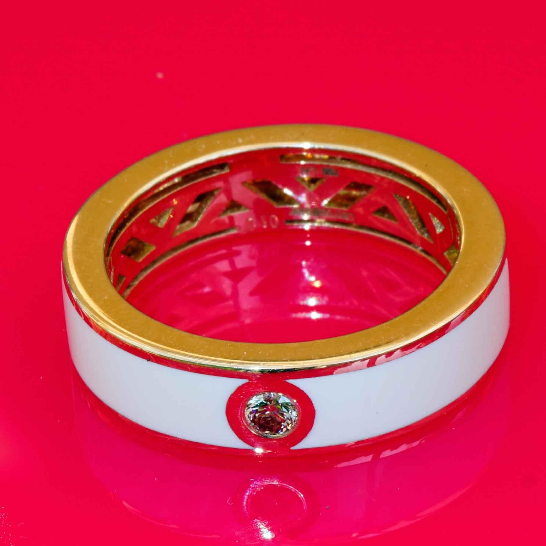 Leo Wittwer Anello con smalto 750 in oro rosa 0,10 ct 10 grammi di smalto a freddo UNISEX in vendita 1