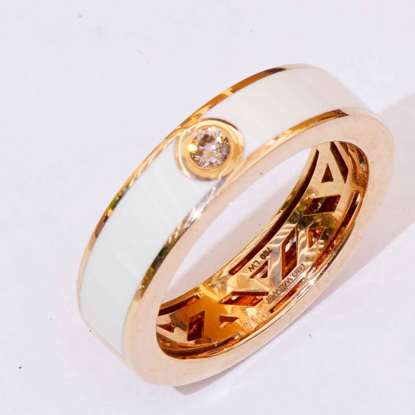 Leo Wittwer Anello con smalto 750 in oro rosa 0,10 ct 10 grammi di smalto a freddo UNISEX in vendita 2