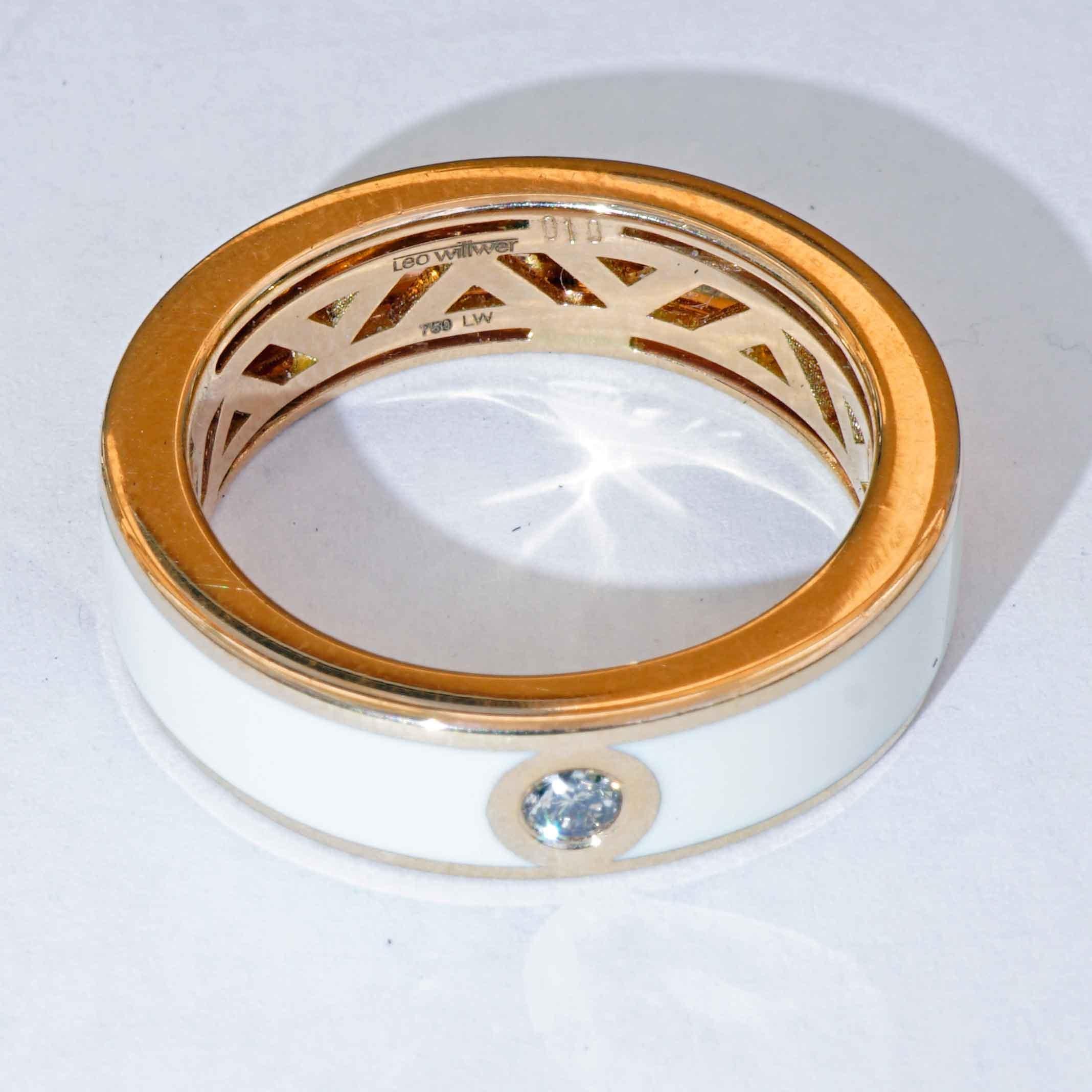 Leo Wittwer Anello con smalto 750 in oro rosa 0,10 ct 10 grammi di smalto a freddo UNISEX in vendita 3
