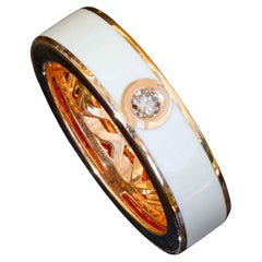 Leo Wittwer Enamel Ring 750 Rose Gold 0.10 ct 10 Grams Heavy Cold Enamel UNISEX