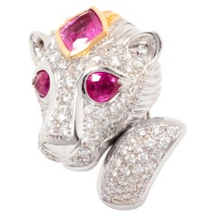 Anillo de cóctel Leo Zodíaco Zafiro rosa Diamantes Diseño de Ella Gafter