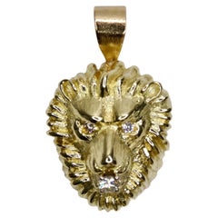 Vintage Leo Zodiac Custom-Made Diamond Lion Head CharmPendant