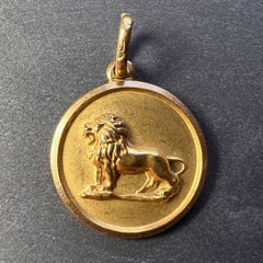 Leo Zodiac Lion 18K Yellow Gold Charm Pendant