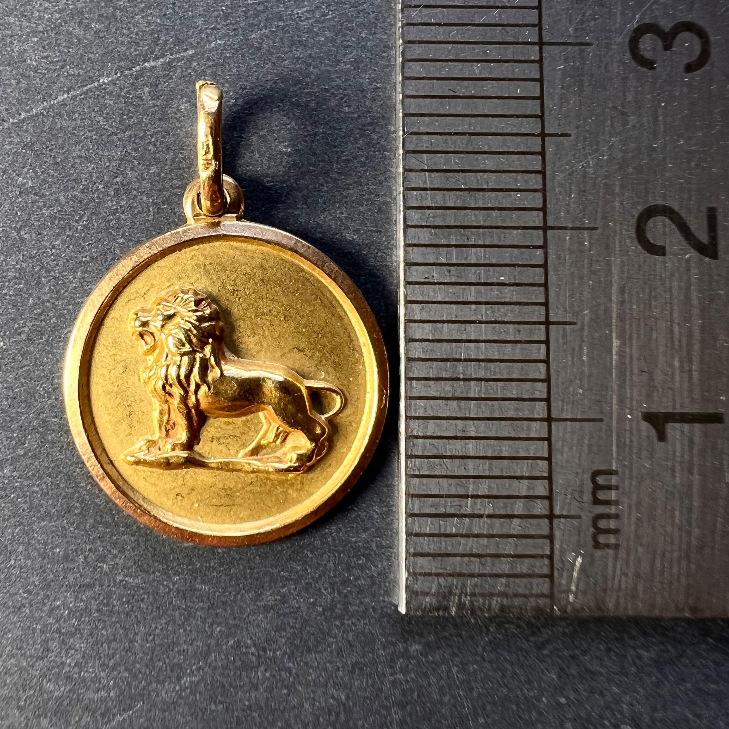 Leo Zodiac Lion 18K Yellow Gold Charm Pendant 1