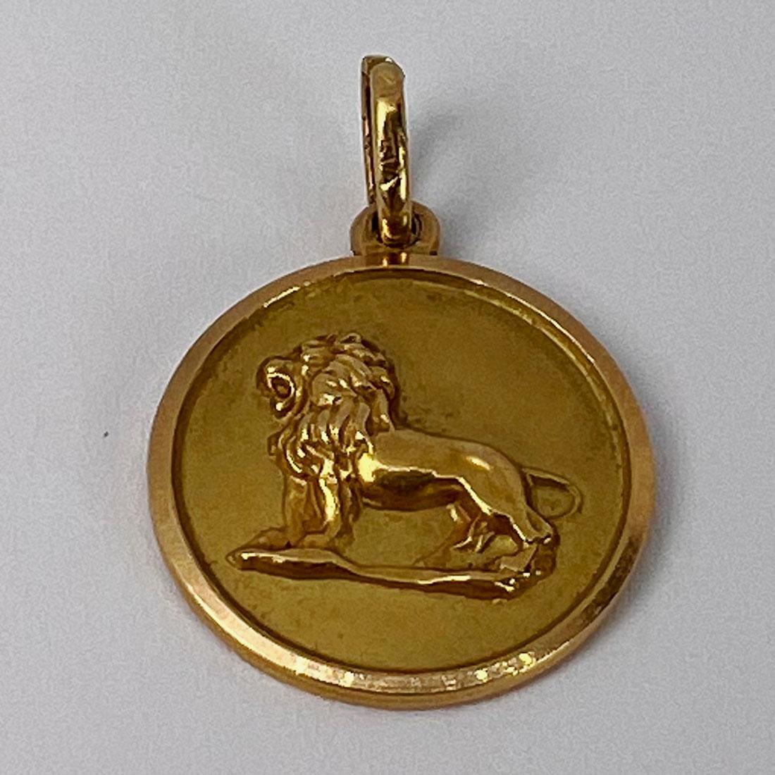 Leo Zodiac Lion 18K Yellow Gold Charm Pendant 2