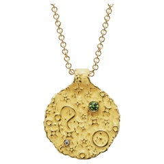 Leo Zodiac Pendant –14K Solid Gold – Astrology Necklace By Oltremare Gioielli