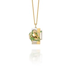 Leo Zodiac Pendant Necklace  18k Gold 60 Diamonds 0.9 CT 76 Tsavorites 0.5 CT
