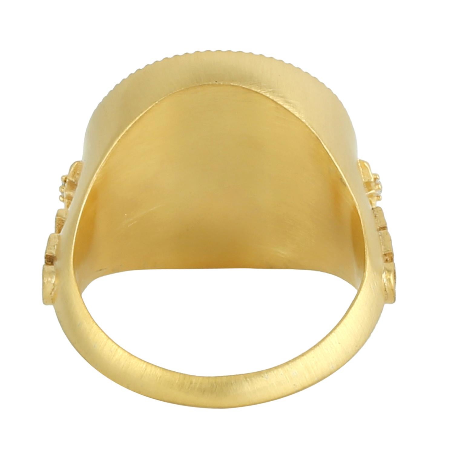Leo Zodiac Ring mit Pave Diamanten in 14k Gelbgold gemacht Damen im Angebot