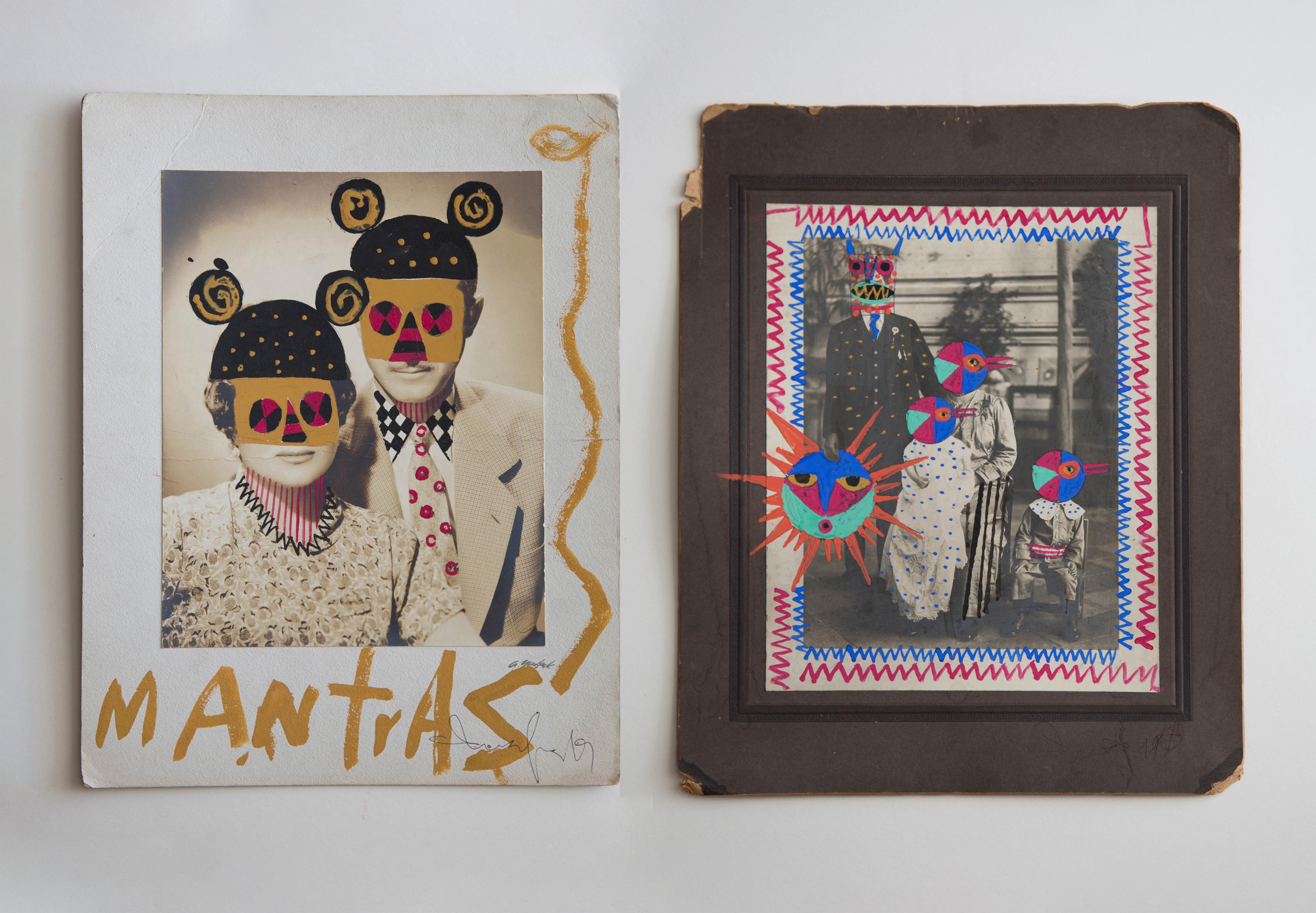 Mantras and Sun Family Diptych, Mixed media Vintage Photo. - Mixed Media Art by Leobardo Huerta