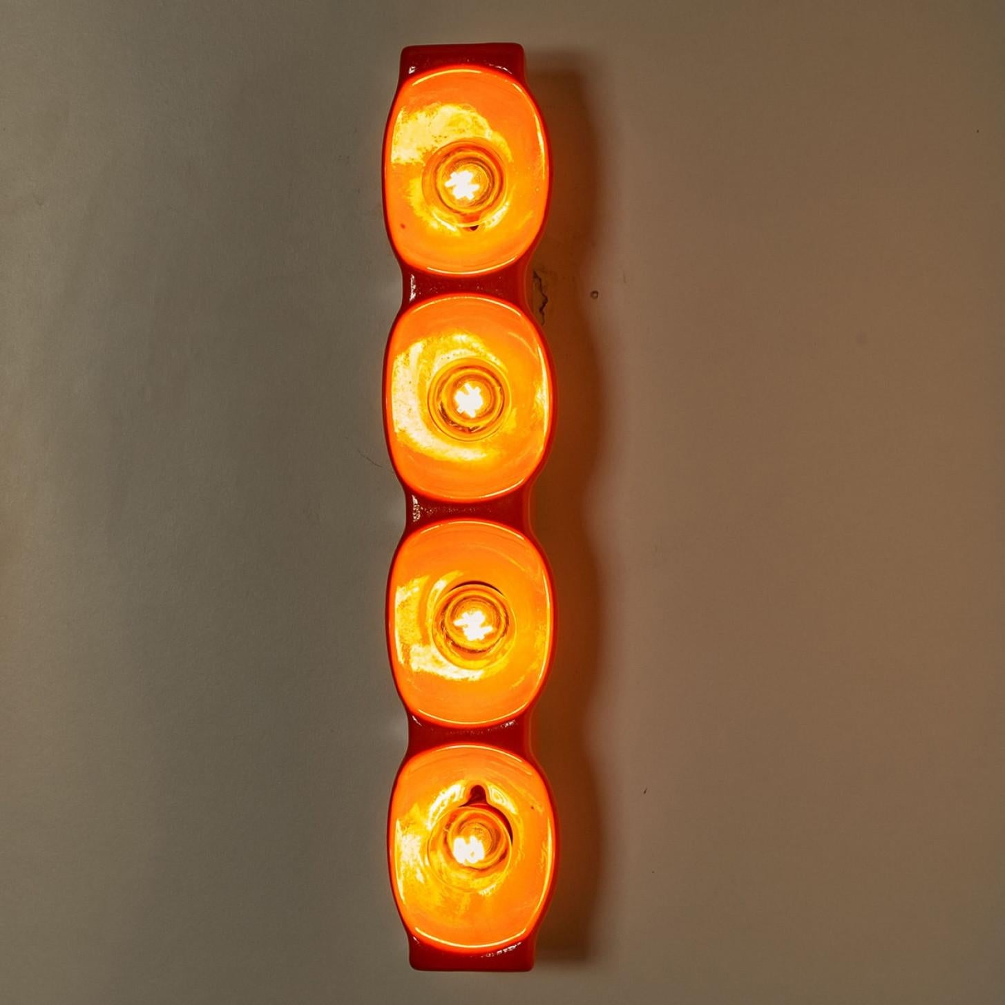 Leola Ceramic OrangeTraffic Wall Light, 1960s For Sale 5