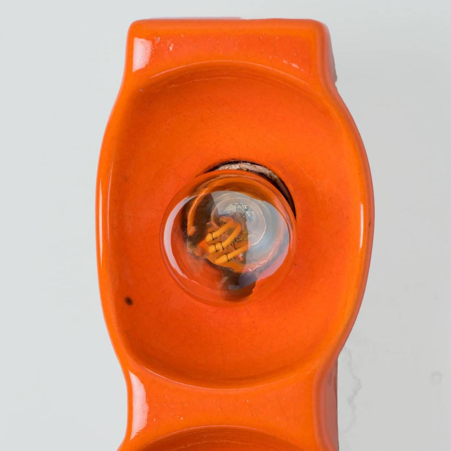 Space Age Leola Ceramic OrangeTraffic Wall Light, 1960s For Sale