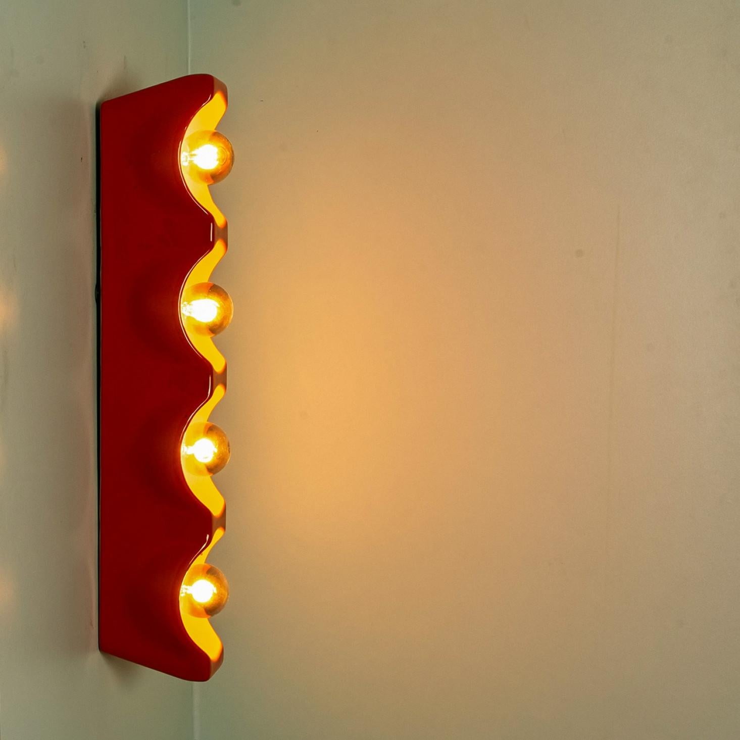 Leola Ceramic OrangeTraffic Wall Light, 1960s For Sale 2