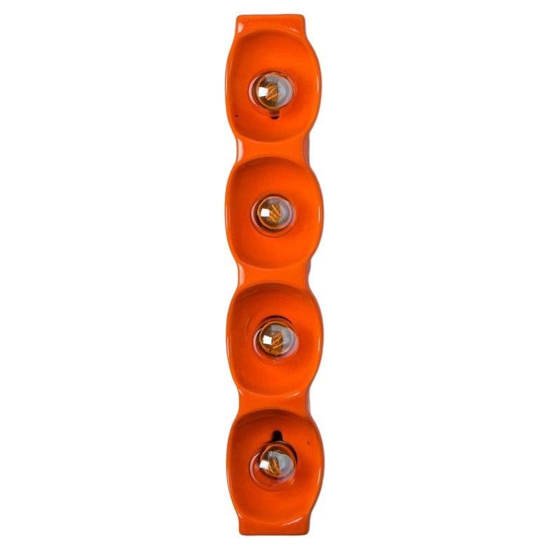 Leola Ceramic OrangeTraffic Wall Light, 1960s For Sale