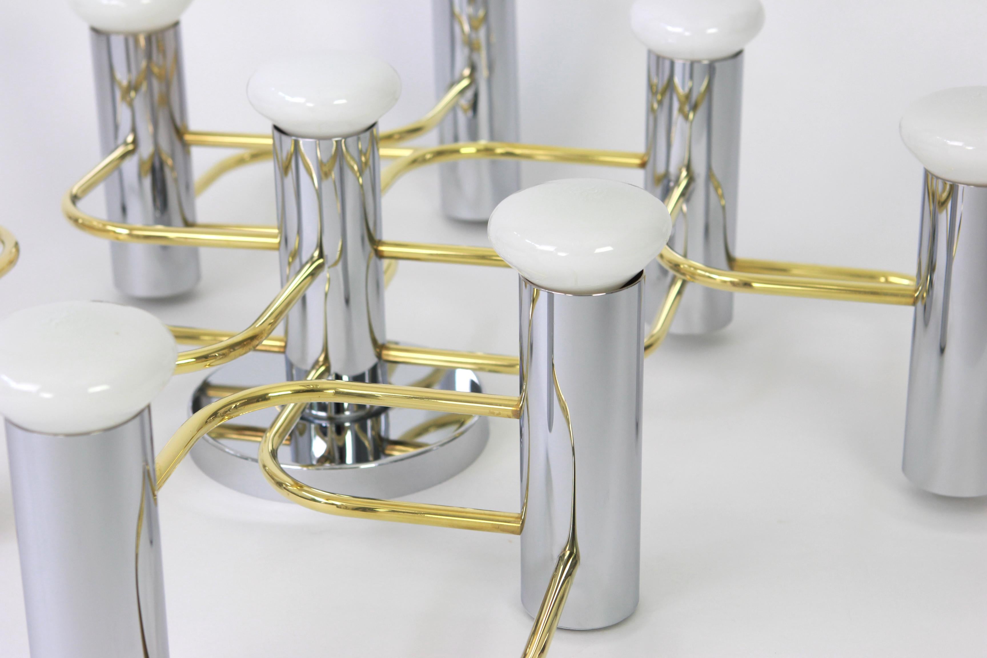 Leola Flushmount Sciolari Light Fixture Chrome and Brass, Germany, 1970s (Messing)