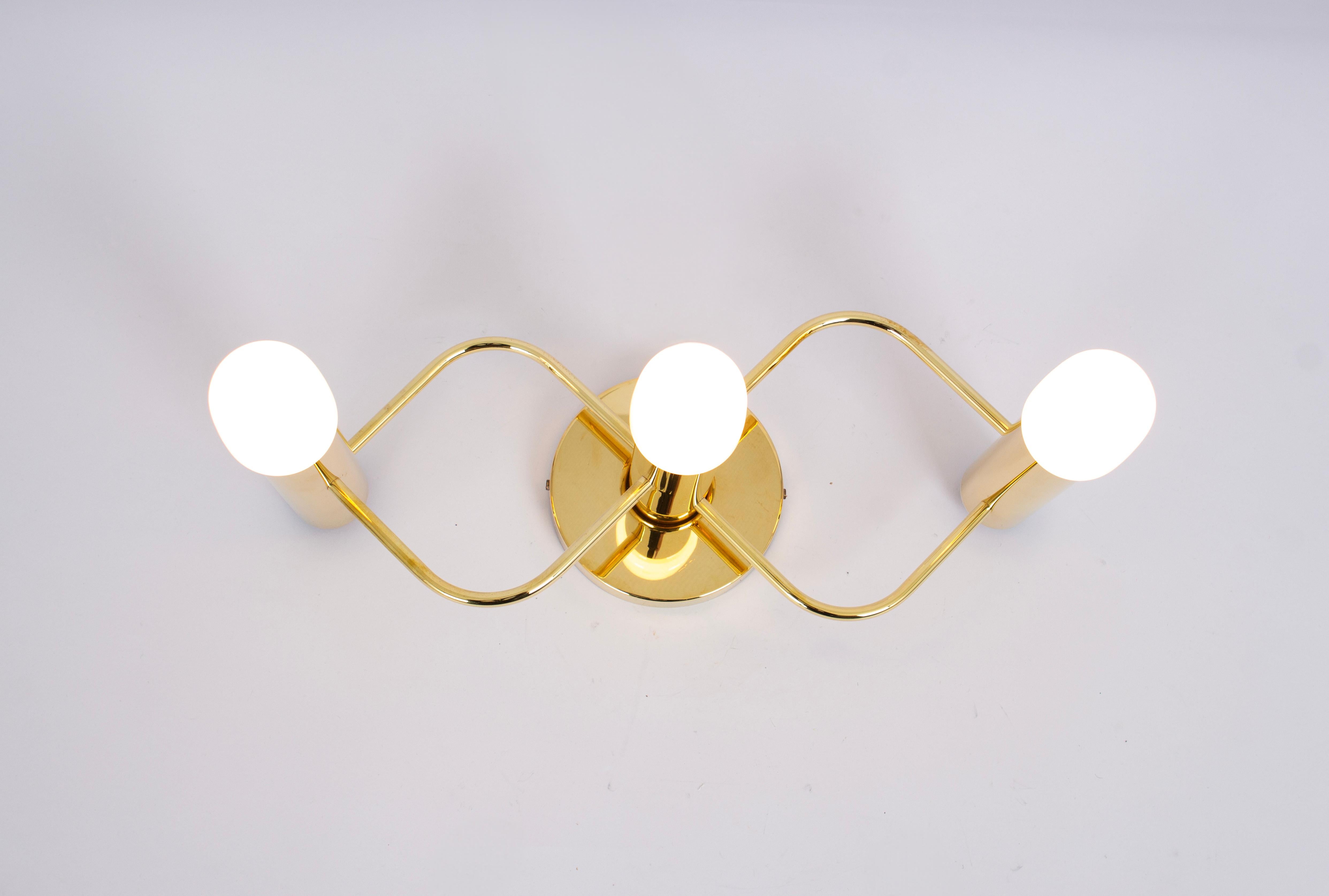 Leola Flushmount Wall light Sciolari Brass, Germany, 1970s In Good Condition For Sale In Aachen, NRW