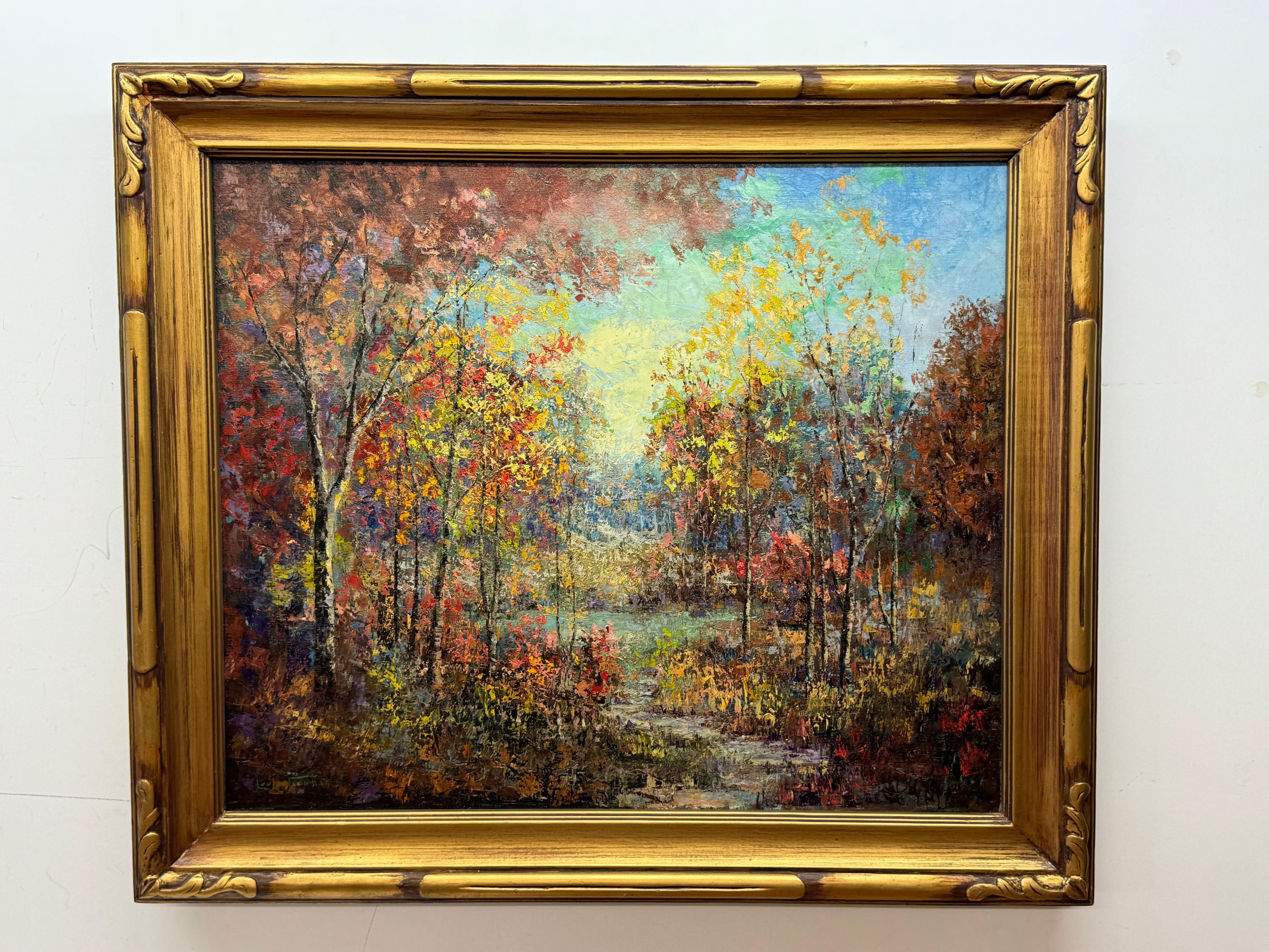 Leola Freeman (1900-1989) 

Texas Artist 

Beautiful fall abstract, forest scene, painting

Oil on canvas

25 x 30 unframed, 31 x 36 framed
