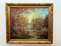 Leola Freeman (1900-1989) Texas Artist, abstract forest scene, painting