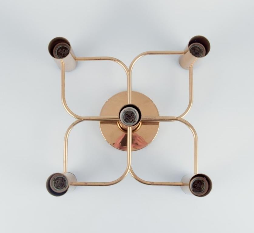 Leola, Germany. Modernist wall/ceiling lamp in brass, 1980s In Excellent Condition For Sale In Copenhagen, DK