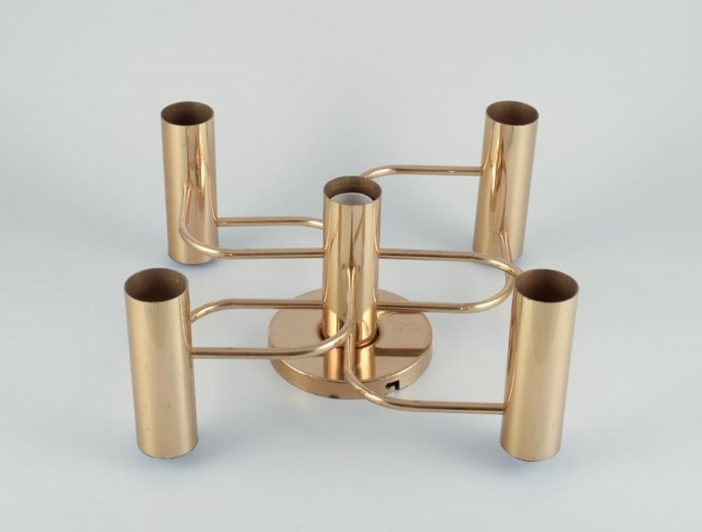 Late 20th Century Leola, Germany. Modernist wall/ceiling lamp in brass, 1980s For Sale
