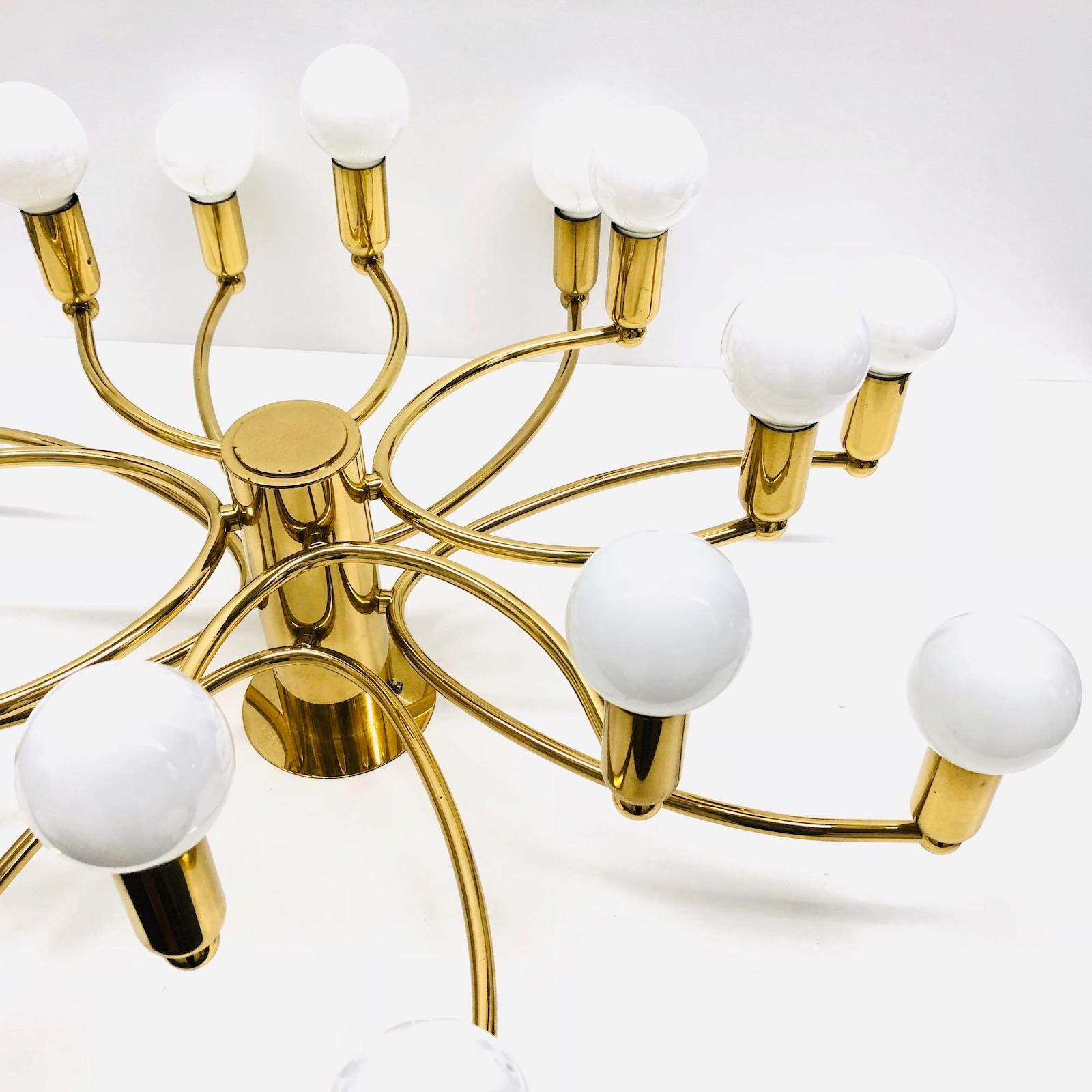 Leola Leuchten Modernist Sculptural Brass 16-Light Flush Mount, 1970s 3